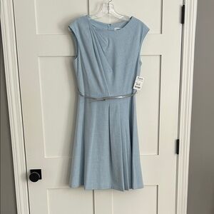 Calvin Klein Light Blue Dress with silver belt
